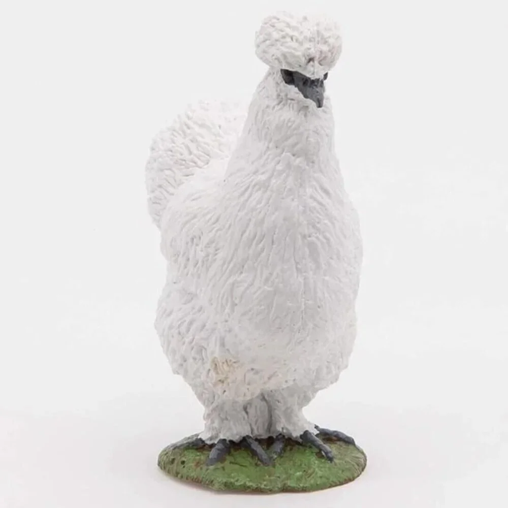 Silkie Chicken Farm Animal Figure - Hand Painted Farm Animal Toy Figurine - Papo
